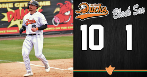 FIVE-RUN FIRST LEADS DUCKS PAST BLACK SOX