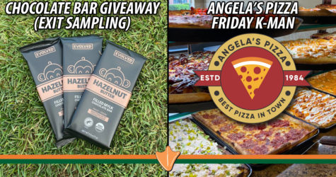 FRIDAY, MAY 27: CHOCOLATE BAR GIVEAWAY & ANGELA’S PIZZA FRIDAY!