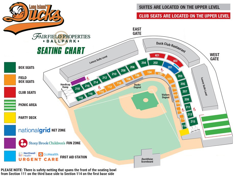 Long Island Ducks Stadium Seating Chart Elcho Table