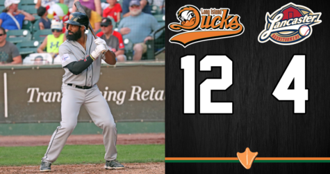 DUCKS HIT FIVE HOME RUNS IN ROUT OF BARNSTORMERS