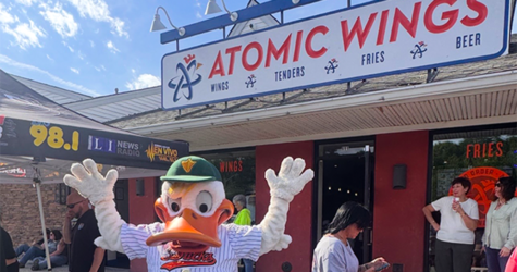 QUACKERJACK VISITS ATOMIC WINGS IN MILLER PLACE