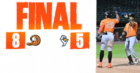 DUCKS OUTLAST REVS IN EXTRA INNING MARATHON